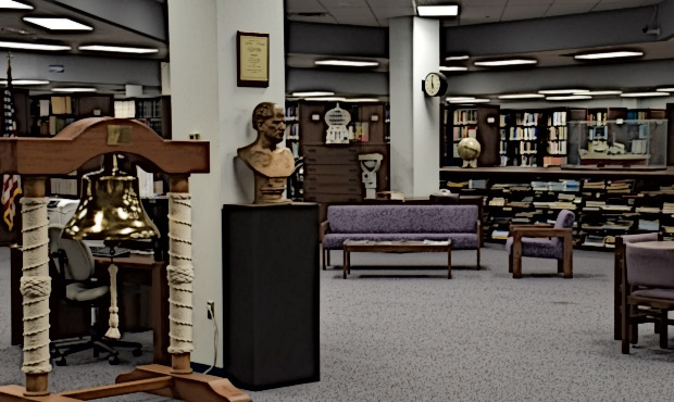 A library lobby.